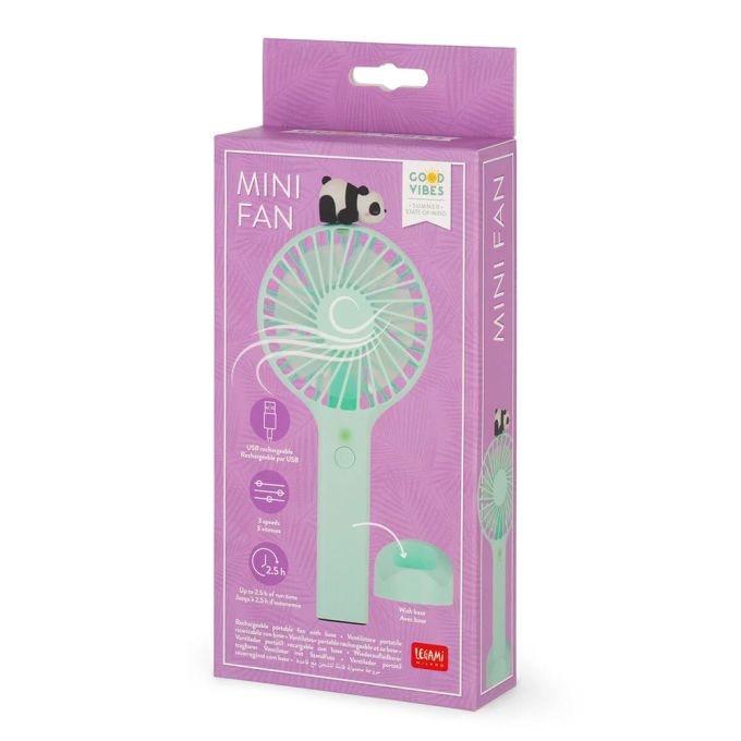 LEGAMI RECHARGEABLE PORTABLE MINI FAN WITH BASE PANDA (#MDF0001)