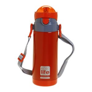 Θερμός-Παγούρι EcoLife με Εσωτερικό Καλαμάκι & Ιμάντα Μεταφοράς Κόκκινο 400ml 33-BO-2997