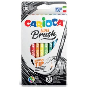 Μαρκαδόροι ζωγραφικής με μύτη Πινέλου Carioca Super Brush 10 χρώματα 133010000
