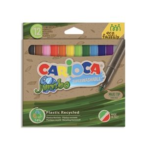 Carioca EcoFamily Joy Πλενόμενοι Μαρκαδόροι Ζωγραφικής Χονδροί σε 12 Χρώματα