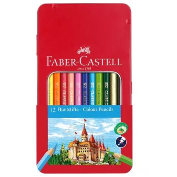 Ξυλομπογιές σε Μεταλλική Κασετίνα Faber Castell 12 Χρώματα 115801