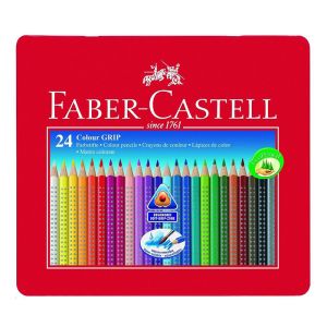 Ξυλομπογιές Grip σε Μεταλλική Κασετίνα Faber Castell 24 Χρώματα 112423