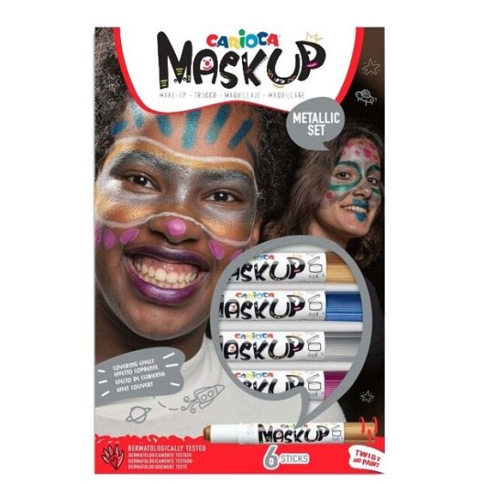 Μπογιές για το Πρόσωπο Carioca Mask Up Metallic Set 6 Μεταλλικά Χρώματα 43155