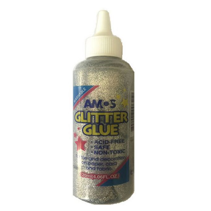 Glitter-Κόλλα Ασημί 120ml Amos