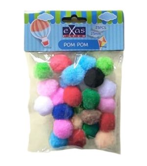 ΣΦΟΥΓΓΑΡΙ eX-HOBBY POM-POM ΧΡΩΜΑΤΙΣΤΑ 2,5cm 25τεμ 402406