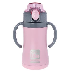 Θερμός-Παγούρι EcoLife Kids Με Καλαμάκι Ροζ 300ml 33-BO-3005