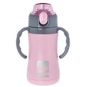 Θερμός-Παγούρι EcoLife Kids Με Καλαμάκι Ροζ 300ml 33-BO-3005