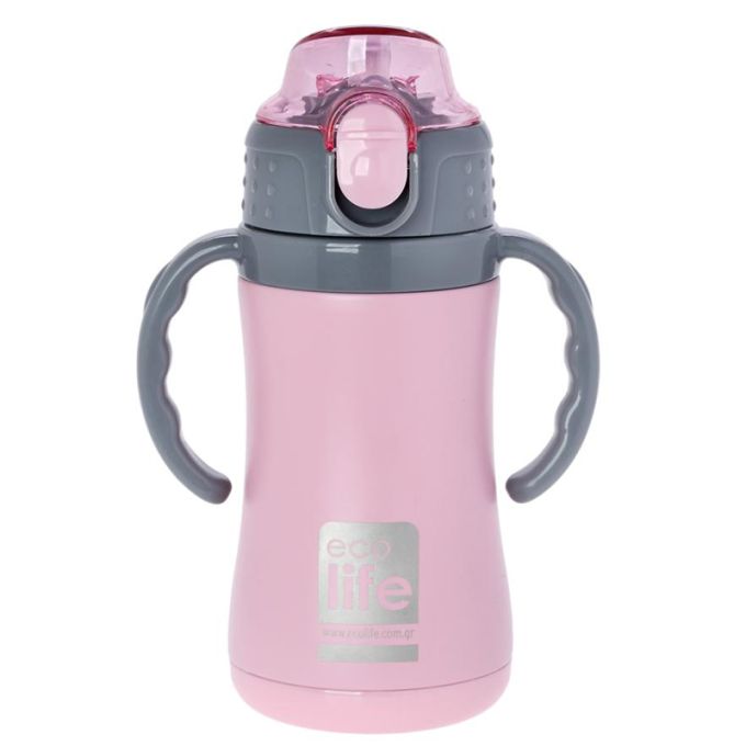Θερμός-Παγούρι EcoLife Kids Με Καλαμάκι Ροζ 300ml 33-BO-3005