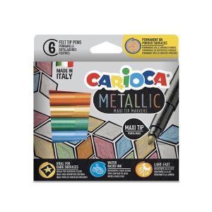 Μαρκαδόροι Χοντροί Μεταλλικά Χρώματα Carioca Metallic Maxi 6 Χρώματα 43161