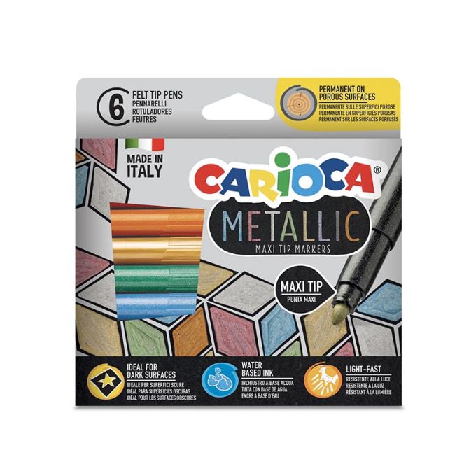 Μαρκαδόροι Χοντροί Μεταλλικά Χρώματα Carioca Metallic Maxi 6 Χρώματα 43161