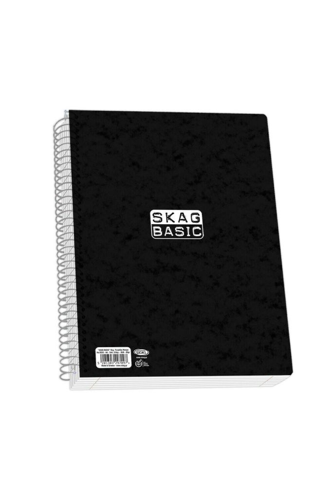 Τετράδιο Σπιραλ SKAG Basic Α4 2 Θεμάτων 60 Φύλλων Μαύρο 297080