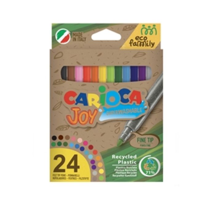 Carioca EcoFamily Joy Πλενόμενοι Μαρκαδόροι Ζωγραφικής Λεπτοί σε 24 Χρώματα