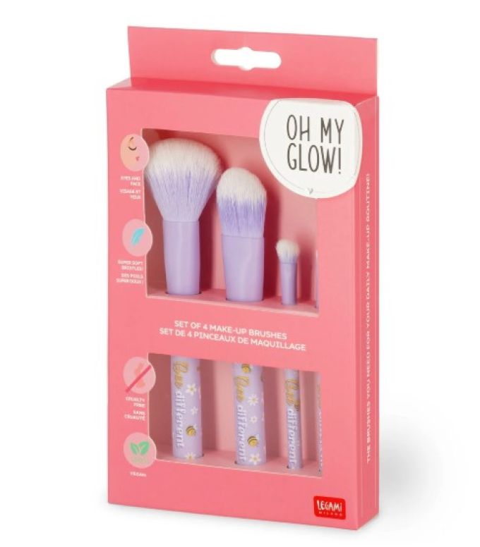 Legami Milano Σετ 4 Πινέλων Μακιγιάζ ''Oh My Glow'' Makeup Brushes Set Bee