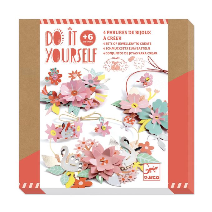 Djeco DIY Φτιάχνω σετ κοσμημάτων Λουλούδια μεταλλικό εφέ- FSC MIX  07957