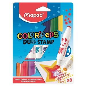 Μαρκαδόροι Διπλοί με Σφραγίδα Maped Duo Stamp 8 χρώματα 846808