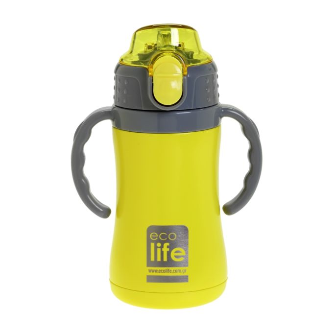 Θερμός-Παγούρι EcoLife Kids Με Καλαμάκι Κίτρινο 300ml 33-BO-2998