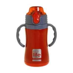 Θερμός-Παγούρι EcoLife Kids Με Καλαμάκι Κόκκινο 300ml 33-BO-2999