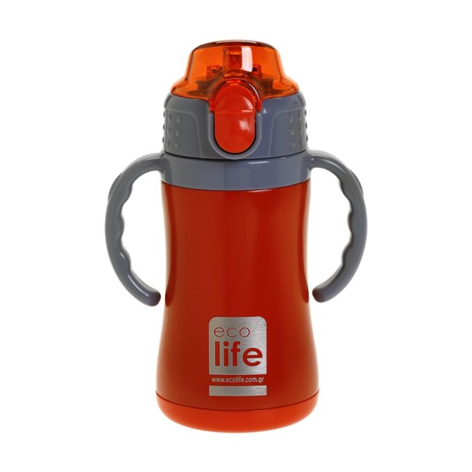 Θερμός-Παγούρι EcoLife Kids Με Καλαμάκι Κόκκινο 300ml 33-BO-2999